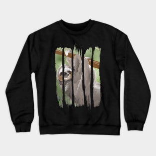 Beautiful happy sloth hanging on the tree Crewneck Sweatshirt